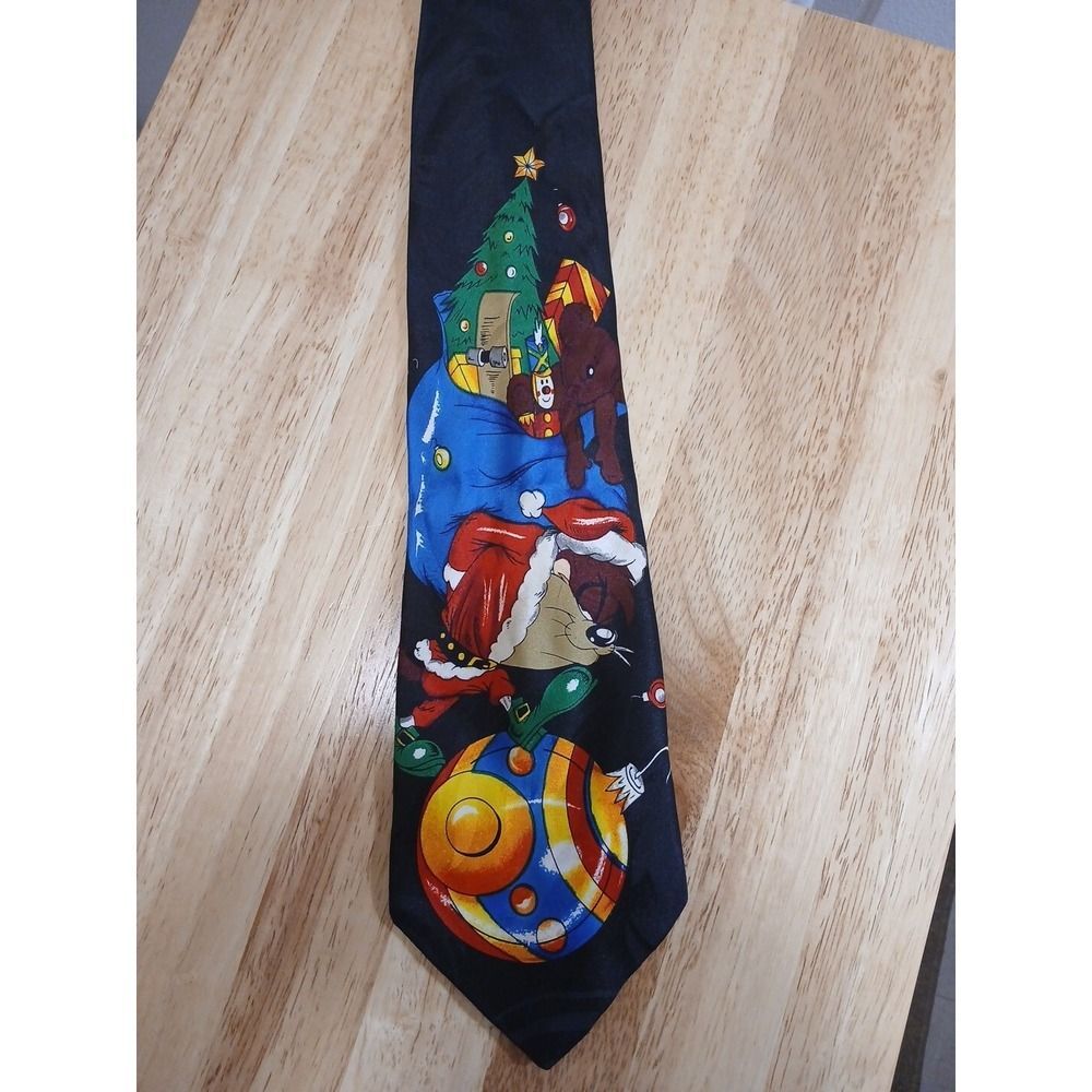 Tasmanian Devil Christmas Tie Vintage 1996 Looney Tunes Mania  Taz Necktie Xmas